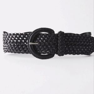 Aritzia Black Woven Leather Belt S